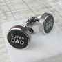 Super Dad Stainless Steel Black Cufflinks, thumbnail 1 of 3