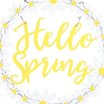 Hello Spring Hanging Daisy Wreath Decoration, 3 of 3