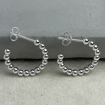 Sterling Silver Jewellery, Bead Ball Hoops Earrings, 10 of 12