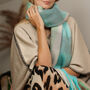 Soft Mint And Sky Checked Scarf, thumbnail 3 of 7