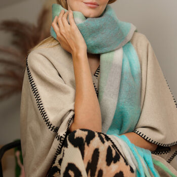 Soft Mint And Sky Checked Scarf, 3 of 7
