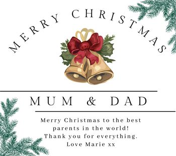 Merry Christmas Mum And Dad Personalised Xmas Candle Present For Parents, 6 of 7