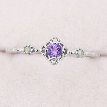 Vintage Inspired Natural Amethyst And Opal Ring, 5 of 11