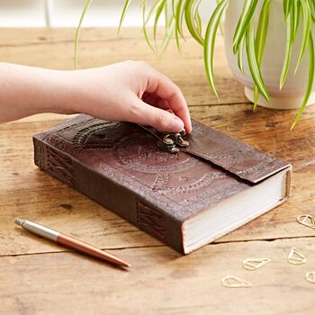 Handcrafted Indra Xl Embossed Leather Journal, 2 of 11