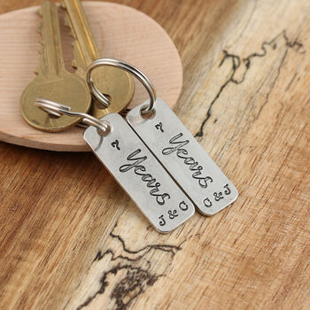 7th Anniversary Couples Pair Personalised Keyrings, 5 of 8
