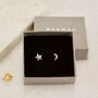 Tiny Moon And Star Stud Earrings, thumbnail 4 of 9