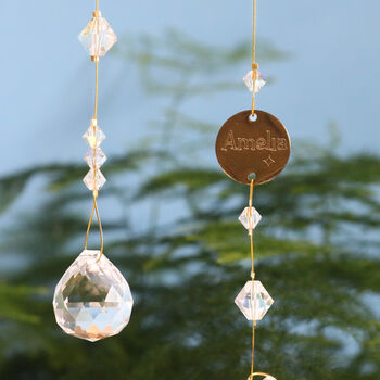 Personalised Rainbow Crystal Charm With Engraved Disc, 3 of 9