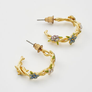 Gold Wildflower Hoop Earrings, 3 of 7
