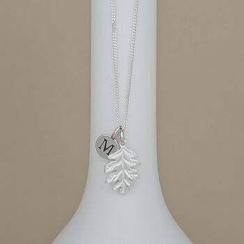 Personalised Sterling Silver Oak Leaf Necklace, 2 of 5