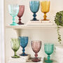 Set Of Four Vintage Embossed Coloured Wine Glasses, thumbnail 1 of 10