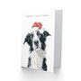Cute Collie Dog In A Santa Hat Watercolour Christmas Card, thumbnail 2 of 4