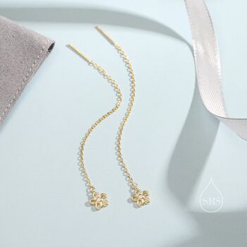 Sterling Silver Forget Me Not Flower Ear Threaders, 3 of 10