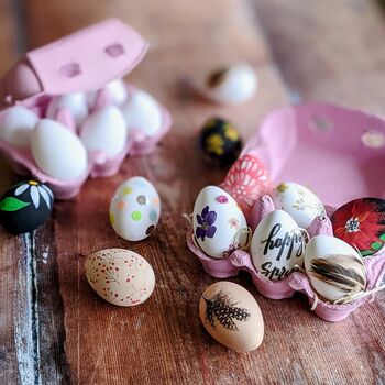 Six White Crafts Easter Eggs In Egg Box, 3 of 5