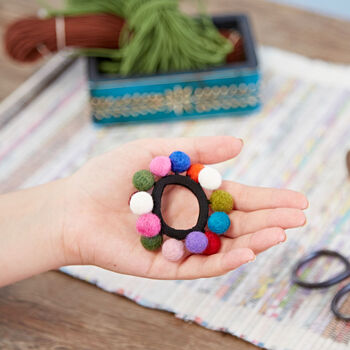 Multicoloured Felt 14 Ball Hair Band, 2 of 3