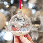 Personalised Santa's Flight Christmas Glass Bauble, thumbnail 1 of 3