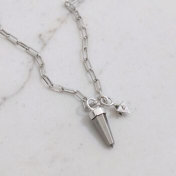 The En Pointe Duo Pyrite Necklace, Silver, 3 of 8