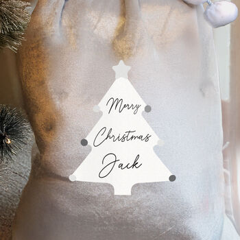 Personalised Christmas Tree Luxury Silver Grey Pom, 2 of 5