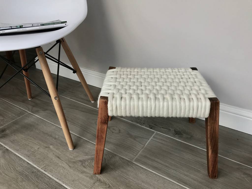 Uncategorized Woven Stools upcycled 70s woven stools with felted merino wool by perch wool