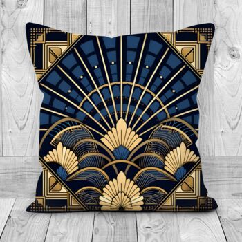 Deco Elegance In Blue Art Deco Cushions Design Four, 5 of 8