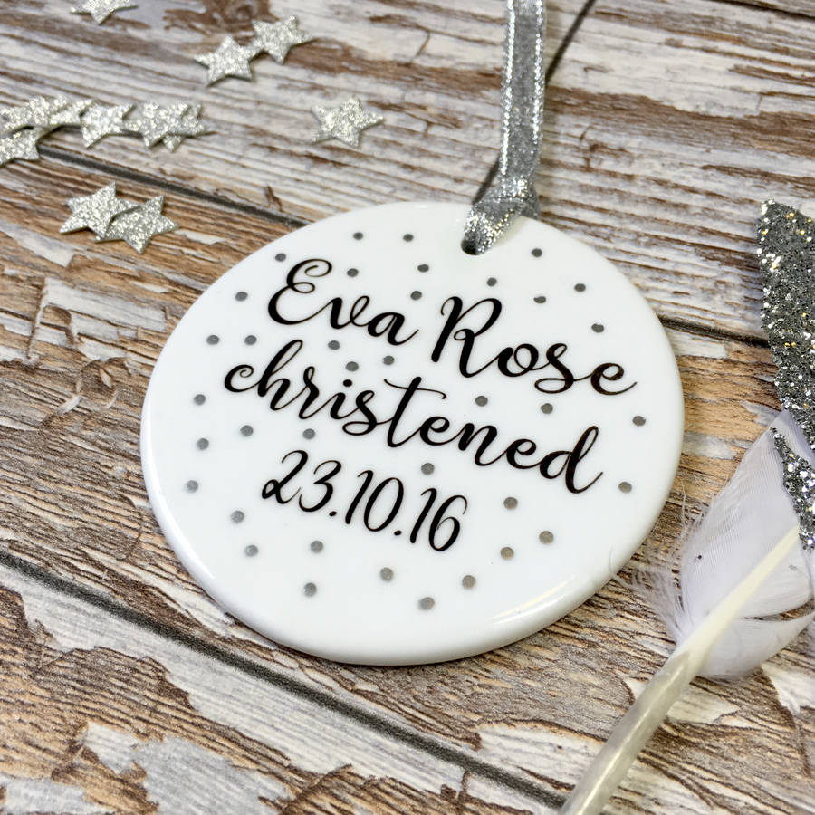 personalised ceramic christening keepsake decoration by parsy card co