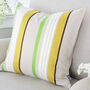 Grey And Lime Green Striped Cushion Cover, thumbnail 1 of 3