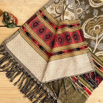 Handwoven Boho Recycled Cotton Blanket Scarf, 5 of 9