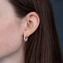 Sterling Silver Pearl Hoop Studs Earrings, thumbnail 2 of 3