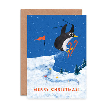 Skiing Penguin Christmas Card, 2 of 2