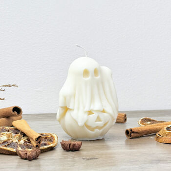 White Halloween Pumpkin And Spooky Ghost Candle, 9 of 10