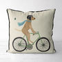 Yellow Labrador On Bicycle Decorative Cushion, thumbnail 1 of 2