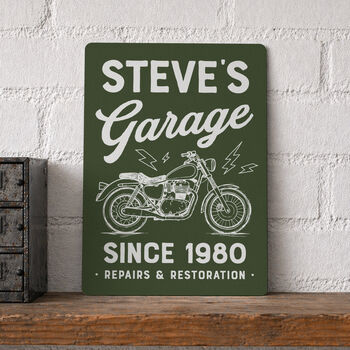 Vintage Motorbike Personalised Metal Garage Sign, 3 of 4