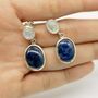 Moonstone, Sapphire Silver Earrings, thumbnail 6 of 8