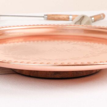 'Thankful' Etched Copper Lazy Susan Bar Tray, 7 of 12