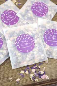 10 Personalised Heart Wedding Confetti Sachets, 3 of 8