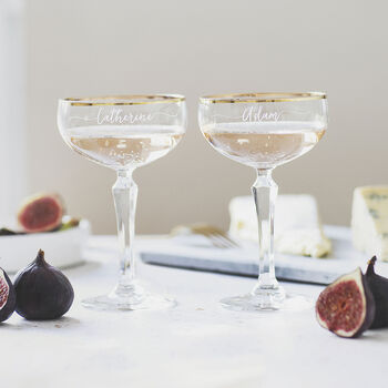 Personalised Gold Banded Champagne Coupe Set, 4 of 6