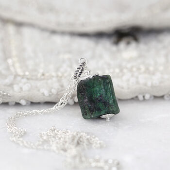 Rough Emerald Pendant Necklace, 9 of 11