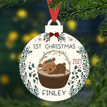 Personalised Baby's 1st Christmas Bear Decoration, 2 of 2