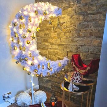 White 5ft Eid Moon Tree And LED Lights, 6 of 10