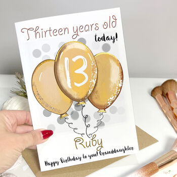 Personalised Gold Balloons Age Birthday Card, 6 of 12