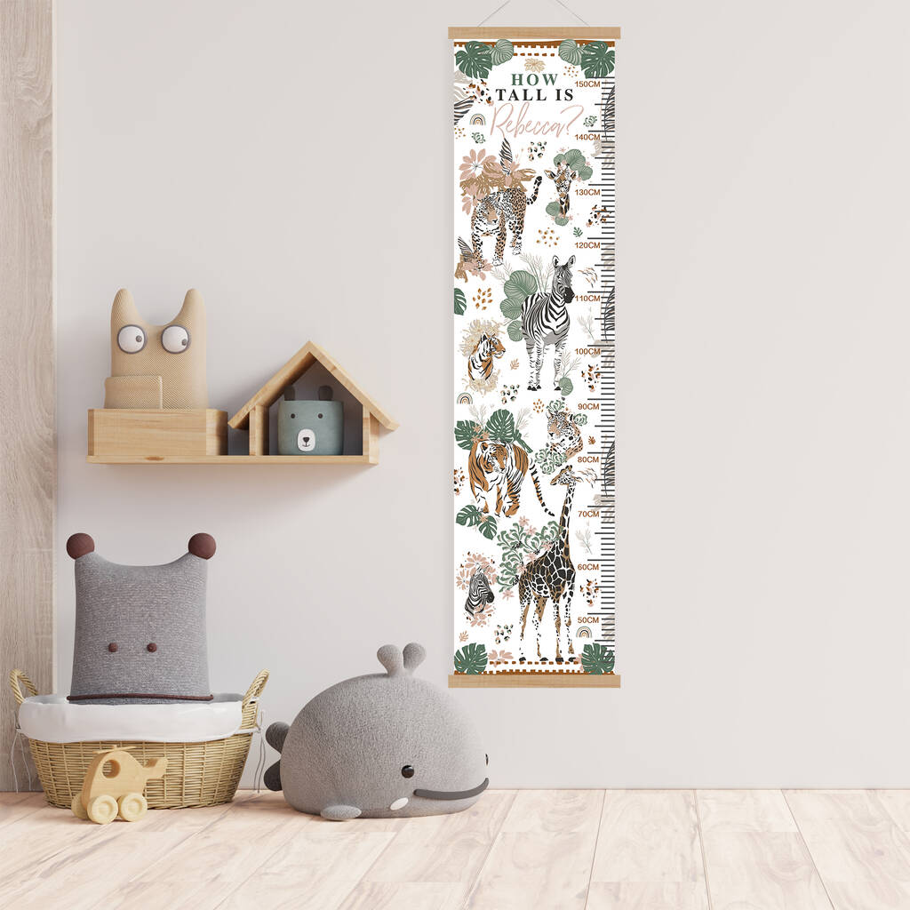 Personalised Jungle Animal Print Height Chart, 1 of 6