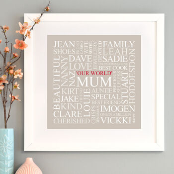 Personalised 'Mum's Favourites' Square Print, 7 of 9
