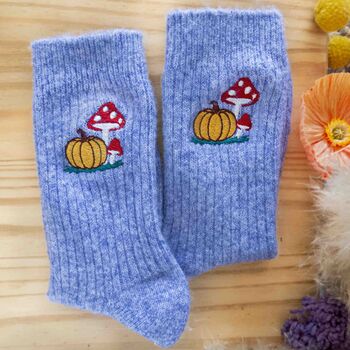 Cosy Pumpkin Personalised Cashmere Wool Bed Sock Gift, 2 of 6