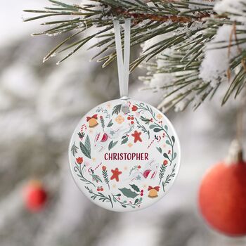 Personalised Winter Wonderland Hare Ceramic Bauble, 3 of 4