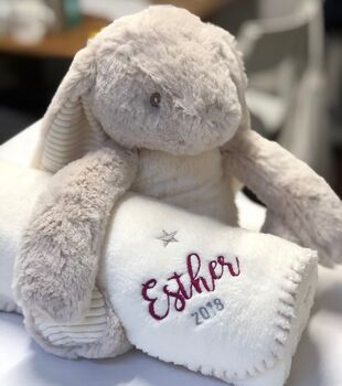 Personalised Cuddly Rabbit And Blanket, 4 of 4
