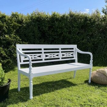 White Wooden Bench Two Sizes, 6 of 9