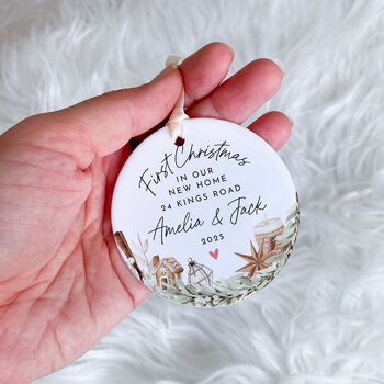 Personalised First Christmas In New Home Ceramic Ornament, 2 of 7
