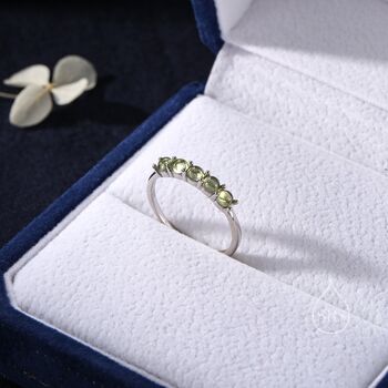 Sterling Silver Natural Peridot Half Infinity Ring, 3 of 12