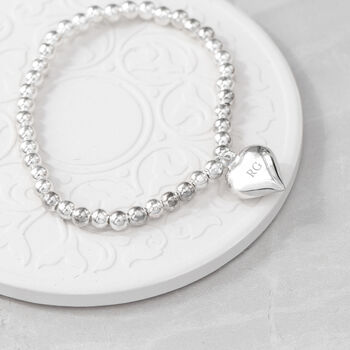 Personalised Sterling Silver Heart Beaded Bracelet, 3 of 4