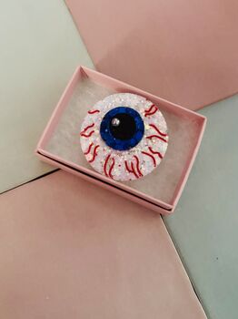 Eyeball Halloween Glitter Resin Brooch / Halloween Jewellery / Gothic Fashion Accessory, 2 of 6
