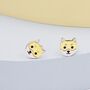 Cute Shiba Inu Dog Stud Earrings In Sterling Silver, thumbnail 3 of 9